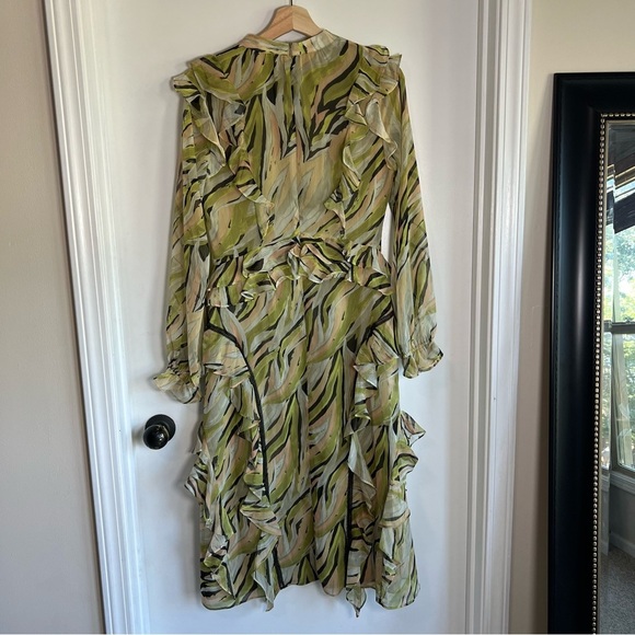 Lost + Wander Arroyo Willow Green Midi Chiffon Ruffle Dress, Size Small - Picture 9 of 11